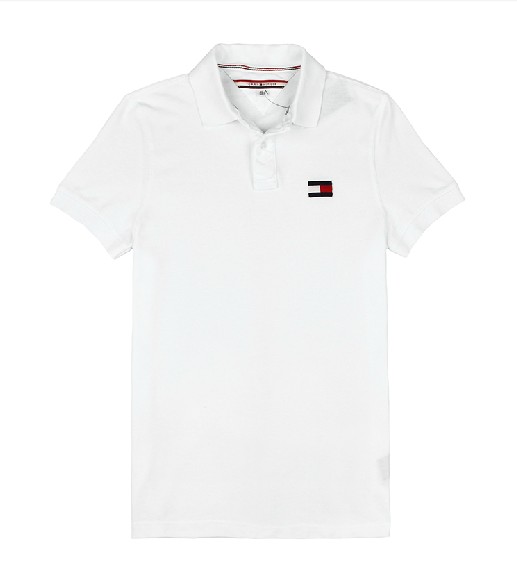 חולצת פולו טומי הילפיגר לבן לוגו גדול - Custom fit