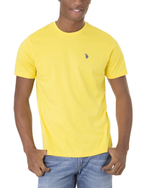 חולצת טישרט יו אס פולו צהוב חלק - Classic fit