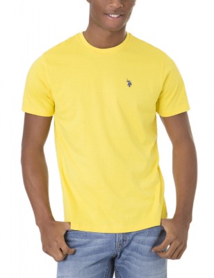 חולצת טישרט יו אס פולו צהוב חלק - Classic fit