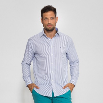 חולצה מכופתרת נאוטיקה פסים כחול/לבן - Classic fit
