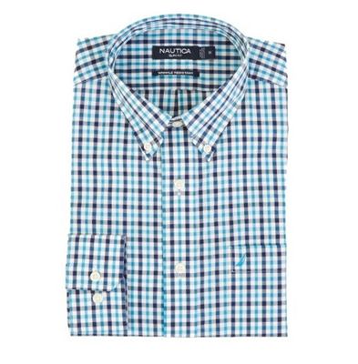 חולצה מכופתרת נאוטיקה משובץ כחול / טורקיז / לבן - Classic fit