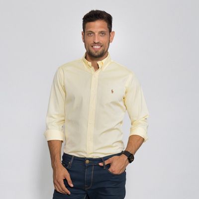 חולצה מכופתרת ראלף לורן חלק צהוב - Classic fit