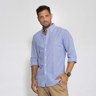 חולצה מכופתרת ראלף לורן פסים דקים כחול/לבן - Classic fit